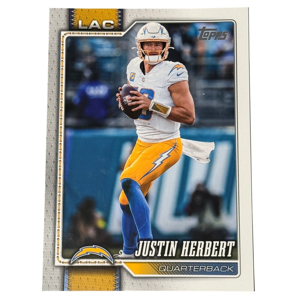 Topps Justin Herbert Trading Card SBOC-13 Los Angeles Chargers Blue Yellow 2026
